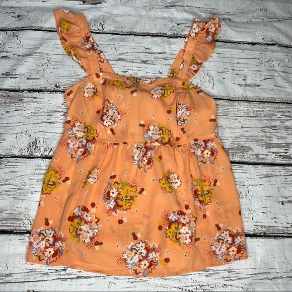 NWT Loft Outlet Floral Print Babydoll Ruffle Strap Top Size XS - Picture 1 of 8